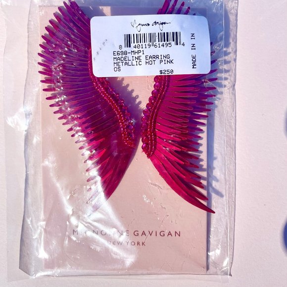 Mignonne Gavigan NY Madeline Large Wing Earrings Hot Pink NWT - Picture 7 of 8